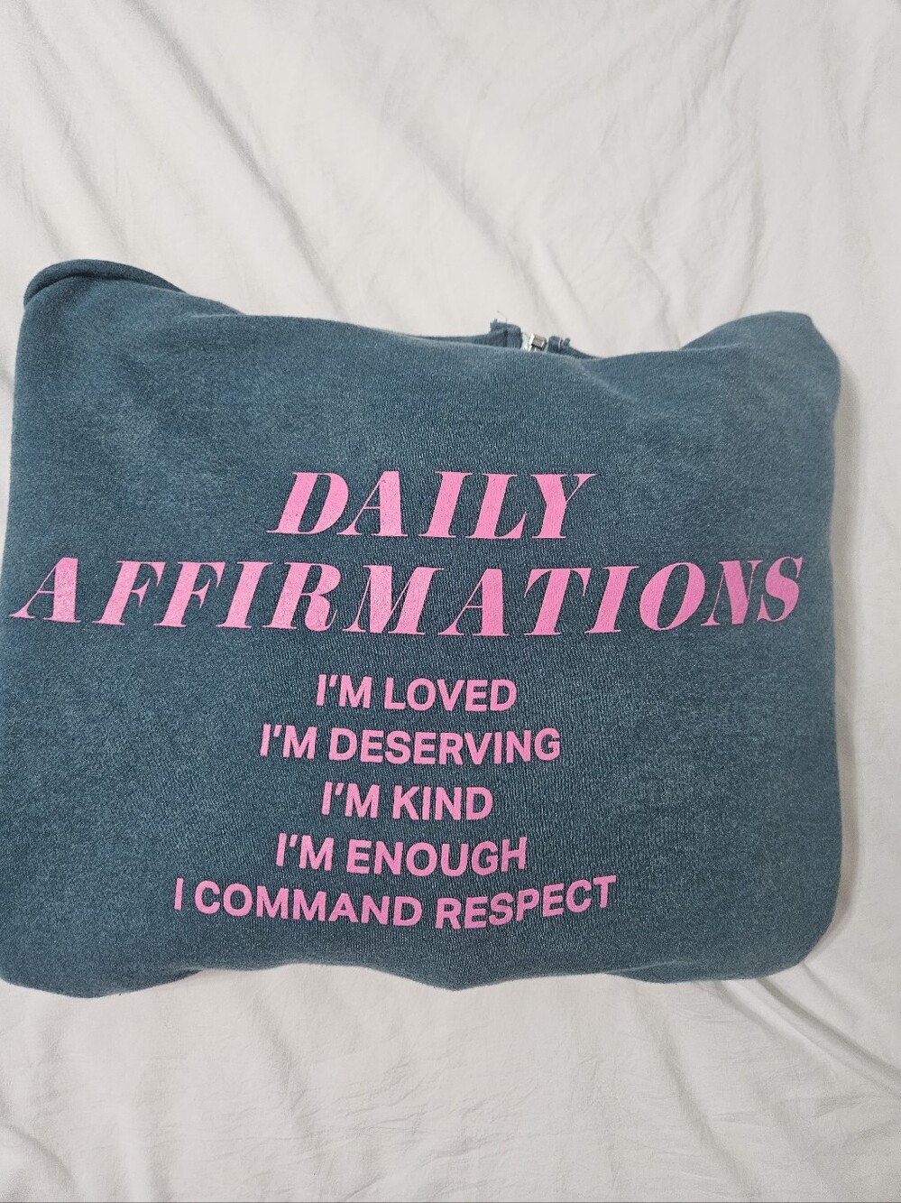 Pac Sun Daily Affirmations Graphic Sweatshirt Teal with Pink
